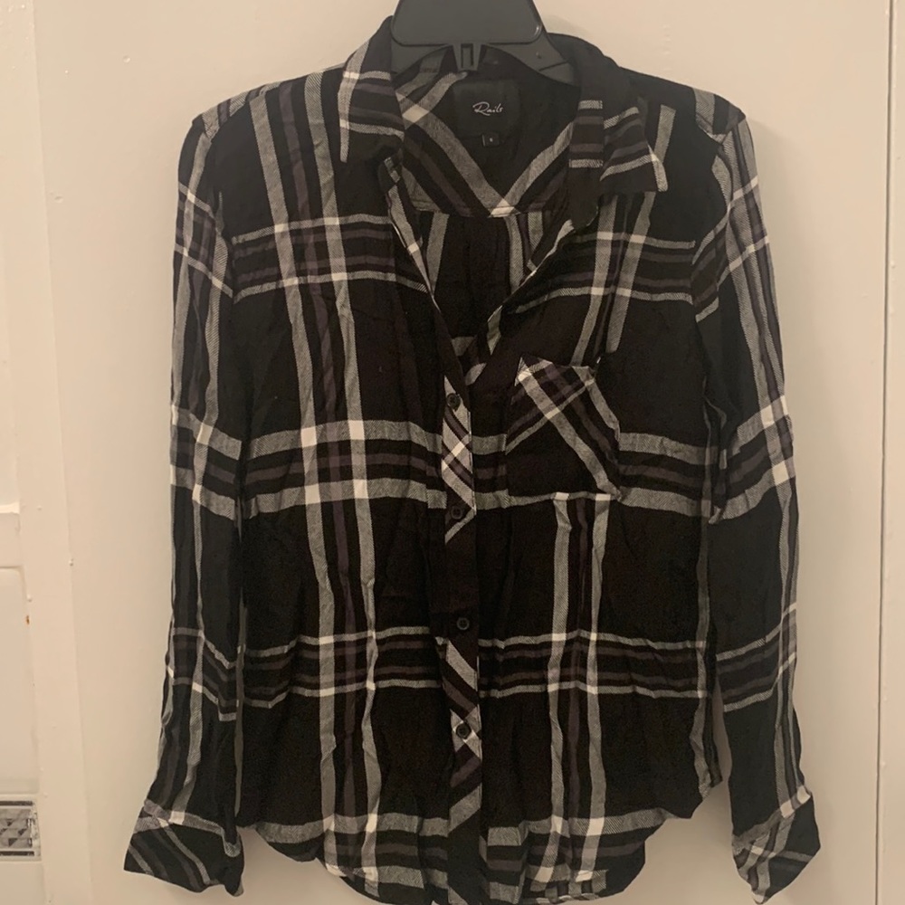 Rails black and white plaid top